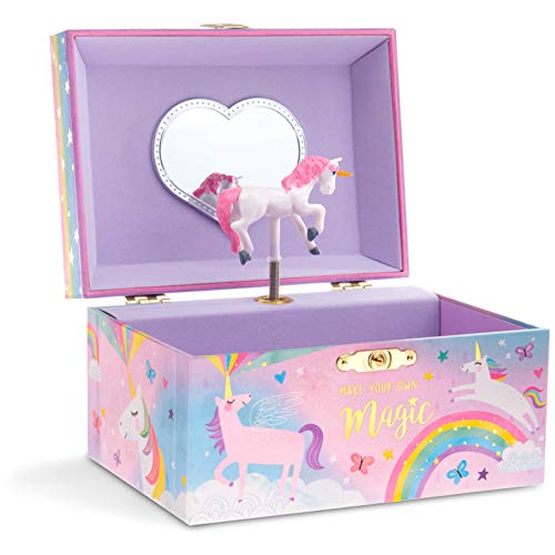 Jewelkeeper - Caja Musical para Joyas para Niñas, con Unicornio Algodón Azucarado - Melodía Over The Rainbow