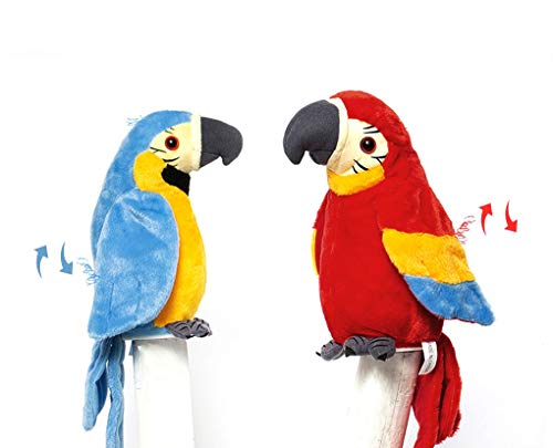 JIAHG Juguete de Peluche electrónico, Loro aprendiendo a Hablar, Loro con alas agitando Juguetes, Juguetes Inteligentes interactivos Regalo de cumpleaños de Navidad para niños - Rojo, Azul y Verde