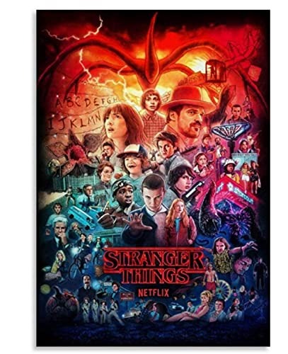 Jigsaw Puzzles 1000 Piezas Papery Ensamblaje Imagen Película Stranger Things Poster para Adultos Juegos Juguetes educativos(38 * 26cm)