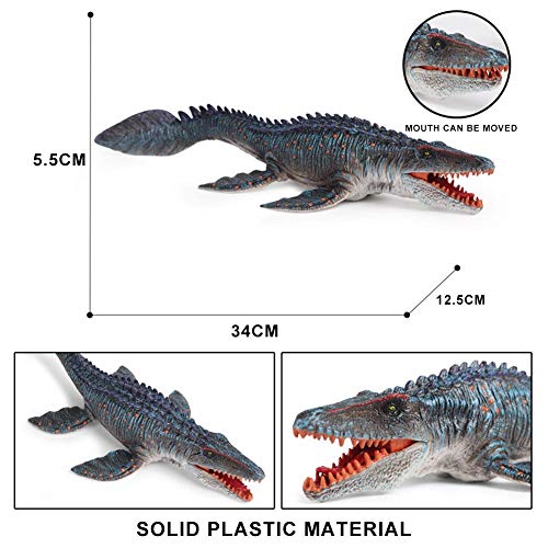 Jinclonder Mosasaurio de 34 cm, liopleurodón, plástico, animal marino, reproducción de dinosaurio, decorativo, duradero, lavable, resistente a las gotas