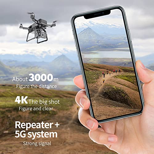 JJDSN Drone Profesional de 3 km con cámara 4K de 3 Ejes Gimbal HD, GPS 5G WiFi FPV Drones para Adultos Motor sin escobillas RC Quadcopter, Retorno automático, sígueme, Vuelo de Punto de Paso, 25 m