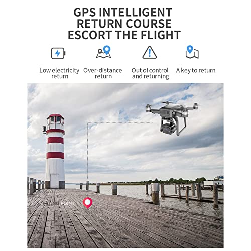 JJDSN Drone Profesional de 3 km con cámara 4K de 3 Ejes Gimbal HD, GPS 5G WiFi FPV Drones para Adultos Motor sin escobillas RC Quadcopter, Retorno automático, sígueme, Vuelo de Punto de Paso, 25 m