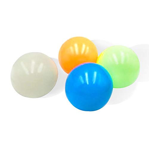 JOAN Sticky Globbles Ball Stress Toy,Fluorescent Sticky Wall Ball Sticky Target Ball Decompression Toy - 4 PCS, Different Color