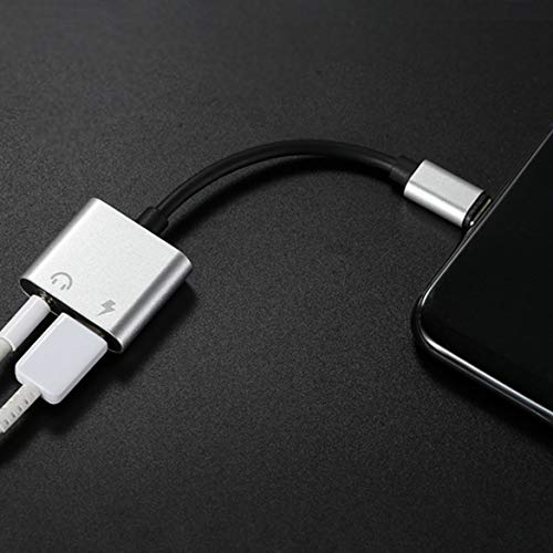 JohnJohnsen Adaptador de Cable USB C a Jack 3.5 Tipo C Adaptador de Cable de Carga 2 en 1 USB Tipo C 3.5mm Audio Auricular Convertidor de Cable (Plateado)