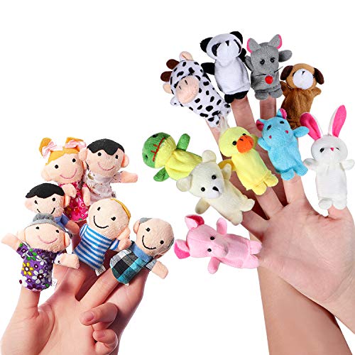 Joinfun Marionetas de Dedo Cartoon Animal Hand Toys Gente Marionetas de Miembros de la Familia para bebés Infantes Niños pequeños Cuento Educativo Hora (38pcs)