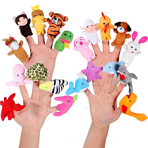 Joinfun Marionetas de Dedo Cartoon Animal Hand Toys Gente Marionetas de Miembros de la Familia para bebés Infantes Niños pequeños Cuento Educativo Hora (38pcs)