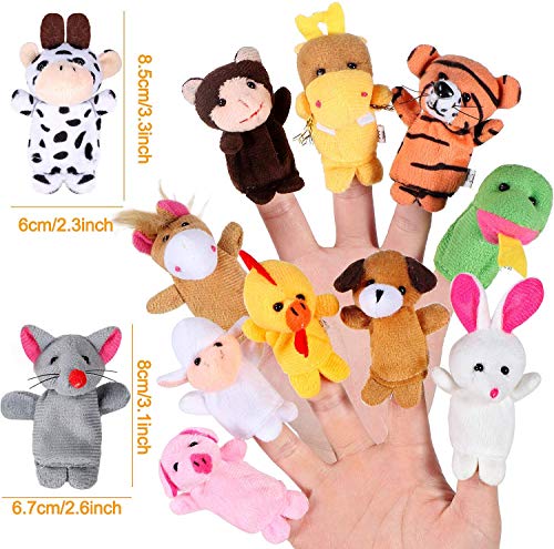 Joinfun Marionetas de Dedo Cartoon Animal Hand Toys Gente Marionetas de Miembros de la Familia para bebés Infantes Niños pequeños Cuento Educativo Hora (38pcs)