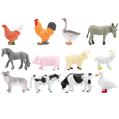 jojofuny Animales de Granja Estatuilla Juguetes Aprendizaje Juego Educativo Adornos de Magdalenas Modelo de Aves de Corral Adornos de Mesa Coleccionables para Niños Pequeños Favor de