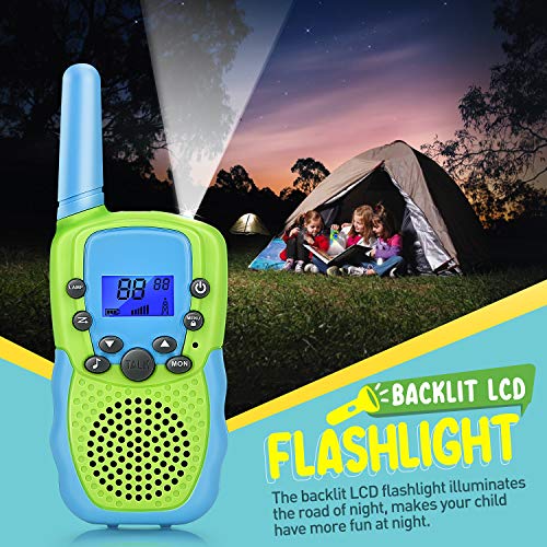 Jojoin 2 pcs Walkie Talkie Niños con 8/20/22 Canales de BandaEstrecha, Larga Distancia 3km, Función Vox, 10 Tonos de Llamada, con Linterna y Brújula, Regalo y Juguete para Niños o Niñas Más de 3 años