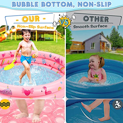 Jojoin Piscina Hinchable Infantil, Piscina de Agua para Niños con Base Hinchable, Material Plástico de PVC, Piscina de Interior al Aire Libre, Fiesta de Agua de Verano 115 CM * 30 CM