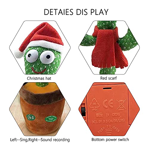 Jooheli Cactus de Peluche, Cactus Bailarín, Divertido Canto y Baile de Cactus con 120 Canciones, Juguete de Peluche de Cactus para Niños, Interesante Cactus Electrónico Juguete de Educación para Niños