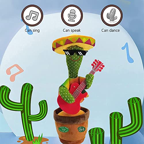 Jooheli Cactus de Peluche, Cactus Bailarín, Divertido Canto y Baile de Cactus con 120 Canciones, Juguete de Peluche de Cactus para Niños, Juguete Divertidos de Educación para Niños (Guitarra)