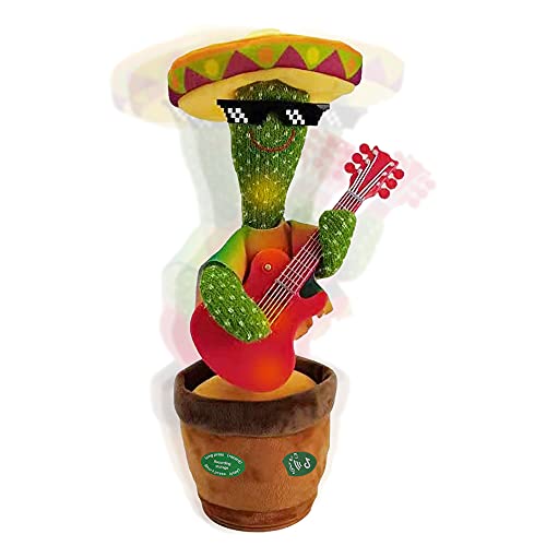 Jooheli Cactus de Peluche, Cactus Bailarín, Divertido Canto y Baile de Cactus con 120 Canciones, Juguete de Peluche de Cactus para Niños, Juguete Divertidos de Educación para Niños (Guitarra)