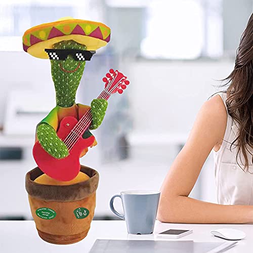 Jooheli Cactus de Peluche, Cactus Bailarín, Divertido Canto y Baile de Cactus con 120 Canciones, Juguete de Peluche de Cactus para Niños, Juguete Divertidos de Educación para Niños (Guitarra)