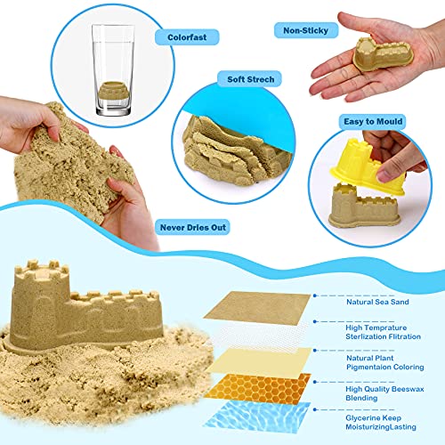 Joujou 41 PCS Juguete de Arena, Juguete Caja de Arena, Arena Play Sand Juguetes de Arena DIY Plegable Adecuado para Niños con Modelo y Camiones, Juguete de Interior para Niños Niñas 3 Años