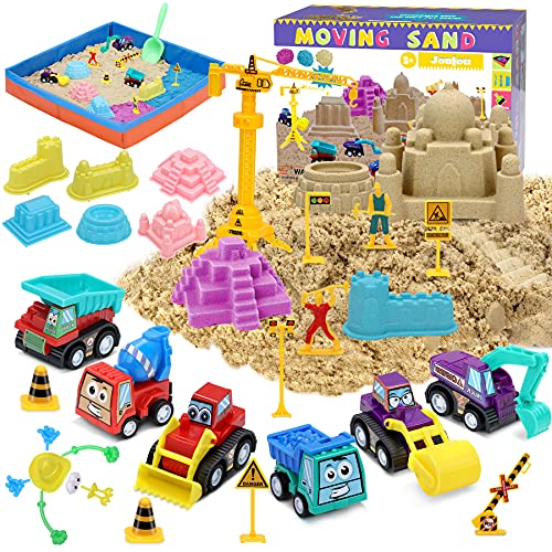 Joujou 41 PCS Juguete de Arena, Juguete Caja de Arena, Arena Play Sand Juguetes de Arena DIY Plegable Adecuado para Niños con Modelo y Camiones, Juguete de Interior para Niños Niñas 3 Años