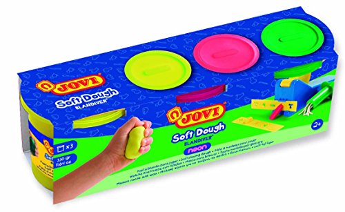 Jovi Soft Dough Blandiver, Pack de 3 Botes 110 g (403 F), Color Multicolor Neon