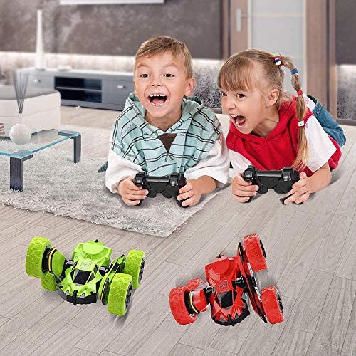 Joy-Jam Juguetes para Niños de 6-10 Años Coche Teledirigido 4x4 Coche RC, 2.4GHz Coche Radiocontrol Truco, Rotación 360° Tractor RC Regalos para Muchachos Adulto Verde