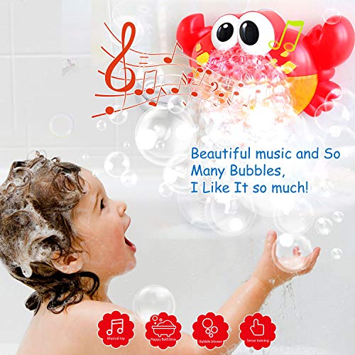 Joy joz Juguetes De Baño Cangrejo Bubble Toys Bath Squirters Toys Stacking Cups Bubble Machine con música para niños pequeños