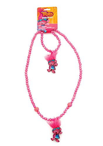 Joy Toy 65190 - Juego de Pulsera y Collar con Purpurina, diseño de remolques y Trolls