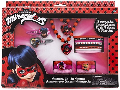 Joy Toy Miraculous Tales of Ladybug & Cat Noir 65979 - Juego de Accesorios, figuritas y Personajes de Prodigiosa: Las Aventuras de Ladybug (18 Unidades, en Caja de Regalo, 28 x 3 x 22 cm), Chicas