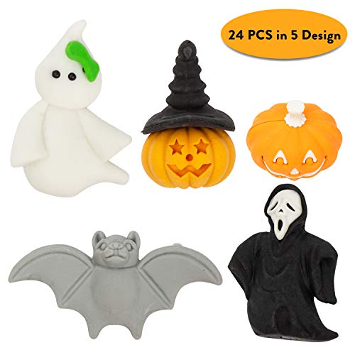 JOYIN 144 Piezas, 24 Unidades, Surtido de Artículos de Papelería Temática de Halloween, incluye Lápices, Reglas, Pegatinas, Sellos y Borradores en Regalo para Niños Truco o Trato