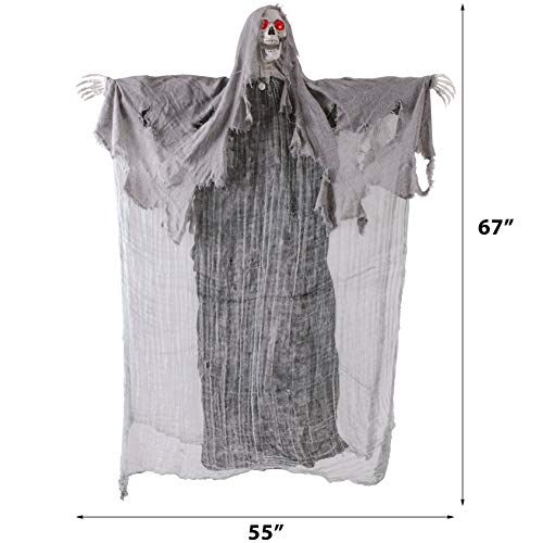 JOYIN 170 cm Decoración Animada Fantasma Gritando para Colgar, Esqueleto de Halloween, la Parca de Esqueleto para Decoración Accesorios de Casa Embrujada