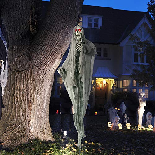 JOYIN 170 cm Decoración Animada Fantasma Gritando para Colgar, Esqueleto de Halloween, la Parca de Esqueleto para Decoración Accesorios de Casa Embrujada