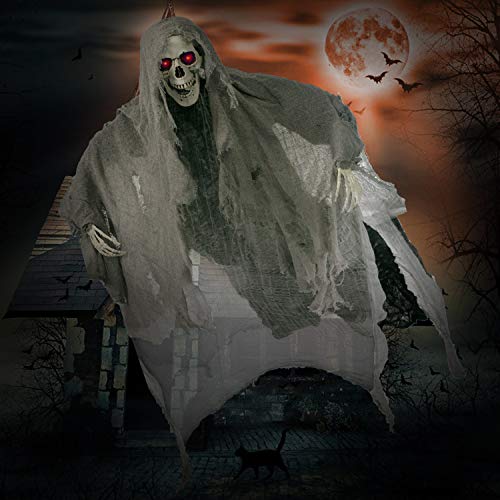 JOYIN 170 cm Decoración Animada Fantasma Gritando para Colgar, Esqueleto de Halloween, la Parca de Esqueleto para Decoración Accesorios de Casa Embrujada