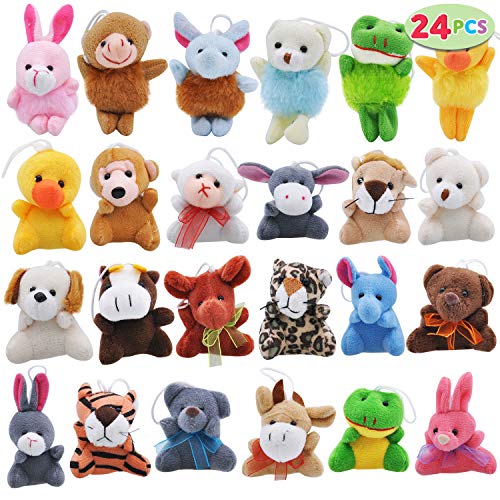 JOYIN 24pcs Mini Juguetes Granel Mini Peluches Colgantes Regalo para Infantiles Fiesta de Cumpleaños Niños Navidad favores Relleno Piñatas y Bolsas de Fiesta