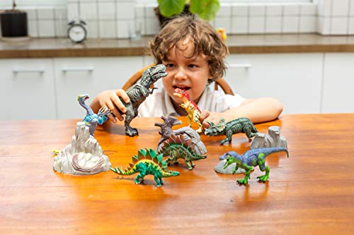 JOYIN Dinosaurios 14 PCS Figura de Dinosaurio Realista Juguetes 4 Piezas Hueos de Dinosaurio & 4 Piezas Rocas Juego para Chicos Fiestas de Cumpleaños Infantiles