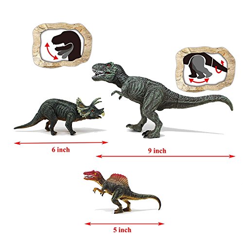 JOYIN Dinosaurios 14 PCS Figura de Dinosaurio Realista Juguetes 4 Piezas Hueos de Dinosaurio & 4 Piezas Rocas Juego para Chicos Fiestas de Cumpleaños Infantiles