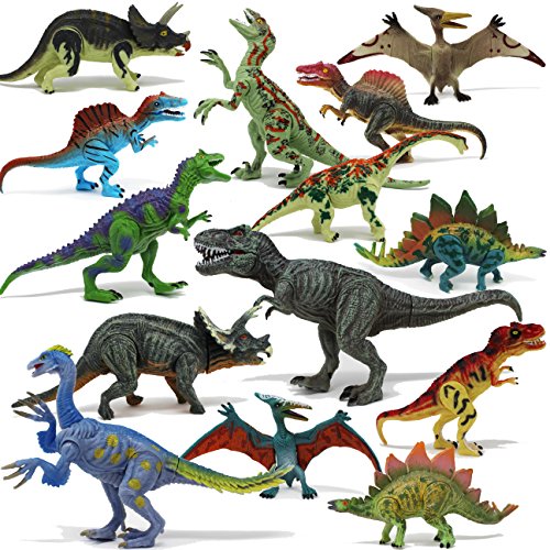 JOYIN Dinosaurios 14 PCS Figura de Dinosaurio Realista Juguetes 4 Piezas Hueos de Dinosaurio & 4 Piezas Rocas Juego para Chicos Fiestas de Cumpleaños Infantiles