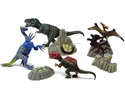 JOYIN Dinosaurios 14 PCS Figura de Dinosaurio Realista Juguetes 4 Piezas Hueos de Dinosaurio & 4 Piezas Rocas Juego para Chicos Fiestas de Cumpleaños Infantiles