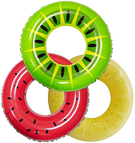 JOYIN Inflable Flotador de Piscina Rueda Hinchable Anillo de Natación 3pcs Flotadores de Frutas para Juguete de Piscina Verano Playa Fiesta