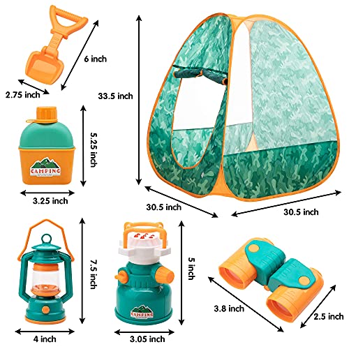 JOYIN - Juego de Camping para niños con Tienda de campaña, más de 40 Piezas, Juego de Herramientas para Acampar, Juego de simulación para niños pequeños, Juguete para Interiores y Exteriores