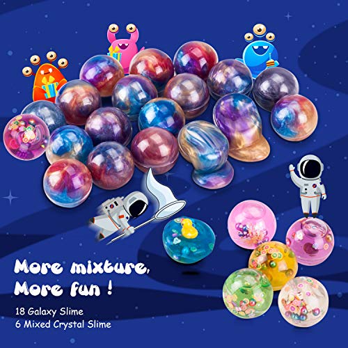 Joyjoz Galaxy Slime Kit de 24 Paquetes de Gelatina Pegajosa de Masilla Suave Elástica Metálica - para Fiestas de Niños y Adultos