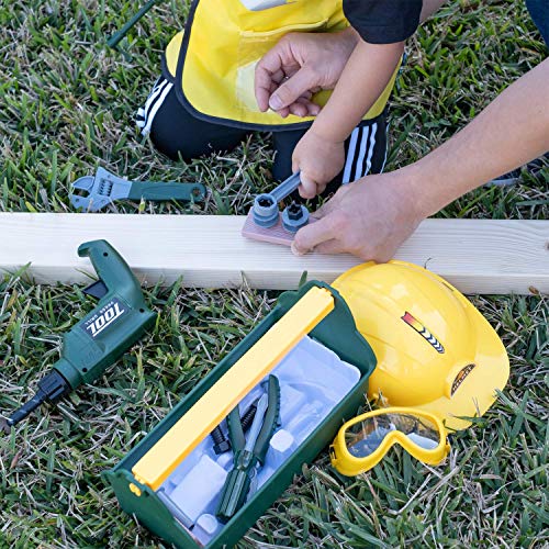 JoyKip Juego de Herramientas de construcción para niños con Taladro, Estuche de Transporte y Accesorios - Juego de rol de construcción de constructores para niños Juego de simulación Juguete