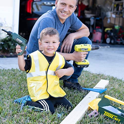 JoyKip Juego de Herramientas de construcción para niños con Taladro, Estuche de Transporte y Accesorios - Juego de rol de construcción de constructores para niños Juego de simulación Juguete