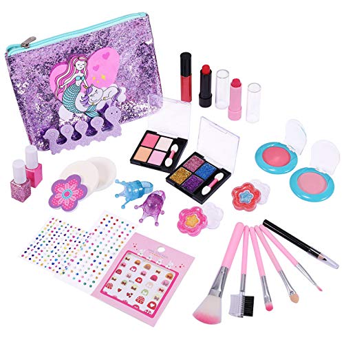 joylink Maquillaje Niñas Set, Cosméticos Juguete 27pcs Juego de Maquillaje para Niños Cosméticos Lavables Princesa Regalos de Cumpleaños y Navidad para Niños