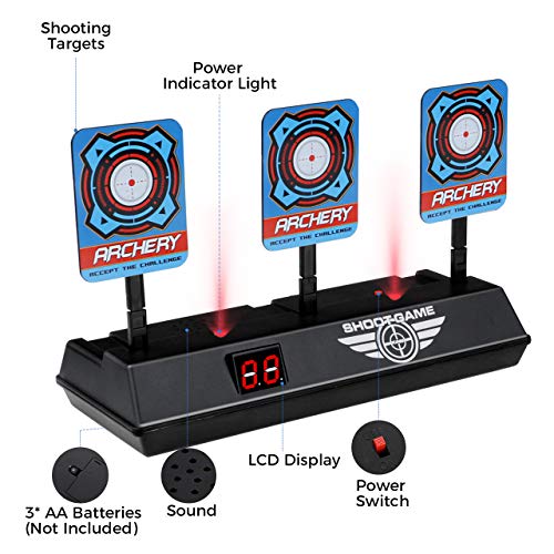 joylink Objetivos de Tiro Eléctrico, Objetivo Digital Electrónico para Pistolas Nerf con Restablecimiento Automático y Inteligentes de Sonido / Luz para Nerf N-Strike Elite / Riva