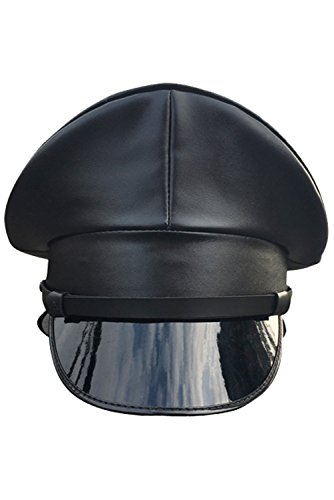 Joyplay Gorra de Oficial de Policia Militar Enarbolada para Hombres Sombrero Que Lleva del Club de Cuero de La PU, 59