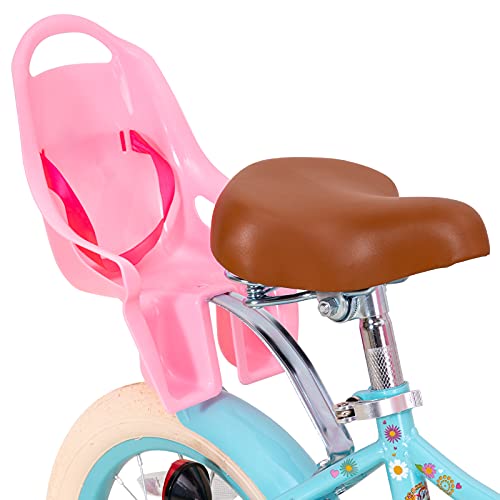 JOYSTAR Little Daisy - Bicicleta infantil de 16 pulgadas para niñas de 4, 5, 6, 7 años, con freno de mano, 16 pulgadas, con ruedas de apoyo, cesta Streamer, color azul