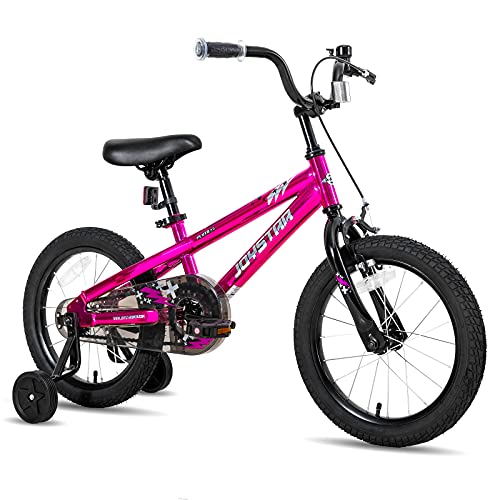 JOYSTAR Pluto - Bicicleta infantil de 20 pulgadas con freno de mano delantero y ruedines, soporte para 7, 8, 9 y 10 años, color rosa