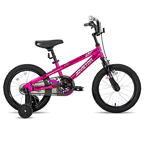 JOYSTAR Pluto - Bicicleta infantil de 20 pulgadas con freno de mano delantero y ruedines, soporte para 7, 8, 9 y 10 años, color rosa