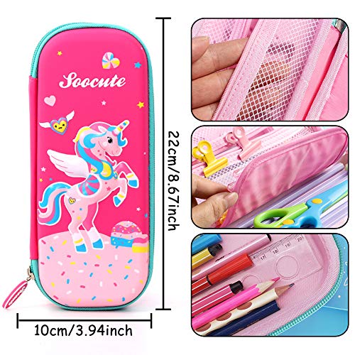 JPYH Estuche de Lápices Unicornio,Estuche con múltiples Compartimentos,Estuche de Lápices con Cremallera de Gran Capacidad Organizador de Papelería para Niñas Estudiantes