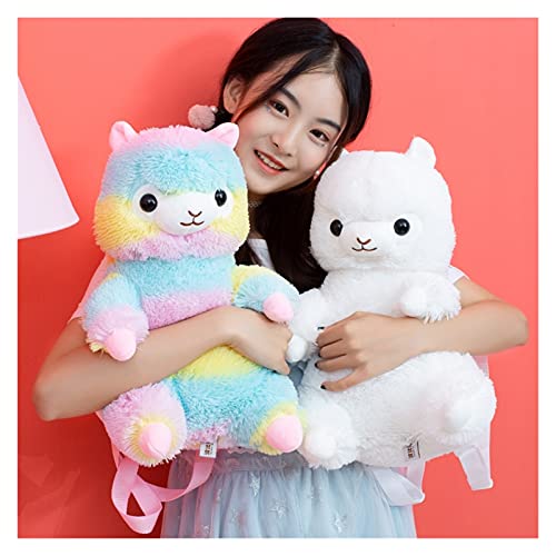 JSJJATF Juguete de Peluche Kawaii Mochila Linda Cordero Oveja Peluche Juguete Suave Mochila Bolsa muñeca niños niños Novia cumpleaños GIF (Color : Rainbow, Height : About 40cm)