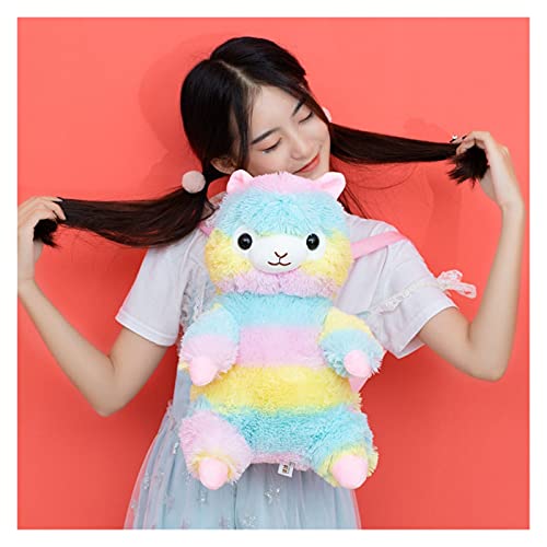 JSJJATF Juguete de Peluche Kawaii Mochila Linda Cordero Oveja Peluche Juguete Suave Mochila Bolsa muñeca niños niños Novia cumpleaños GIF (Color : Rainbow, Height : About 40cm)