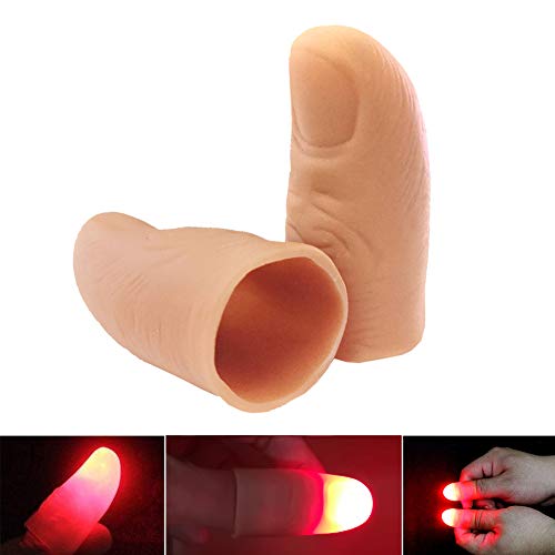 JTMM Luz LED para los Dedos Pulgares (3Packs / 6 PCS) Magic Prop Party Bar Show Realizar Lámpara ROJA ...