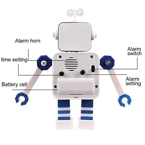 Juboos Reloj Despertador para Niños,Reloj Despertador Robot,Reloj Despertador Analógico para Niños Sin Tictac,Reloj Despertador Silencioso para Niños y Niñas, (Azul)